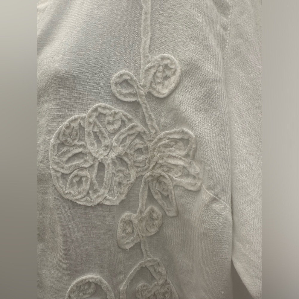 Charter Club Cream Linen Blouse 100% linen #A2 - Picture 5 of 9